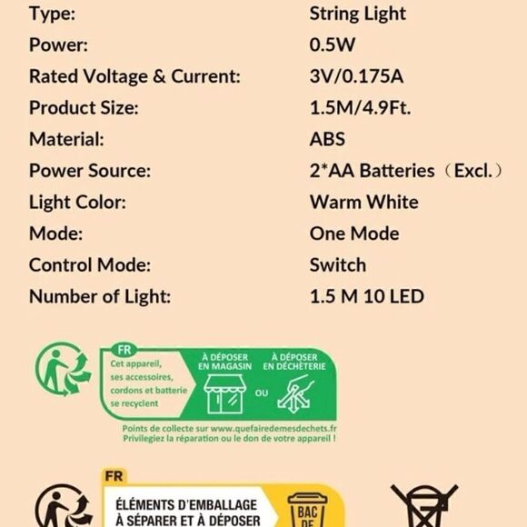 NEW! Cute Strand of Small Rattan Ball Lights Wedding Shower Bridal Party Dinner - Picture 3 of 3